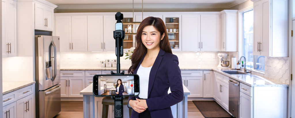 An image of a real estate agent presenting a property highlighting importance of real estate social media content.