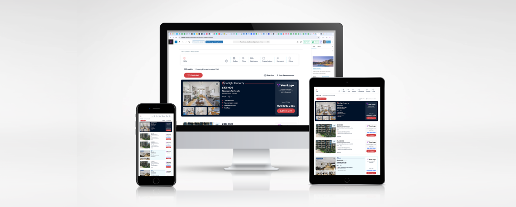 An image of a real estate website on different screens to showcase real estate online marketing.